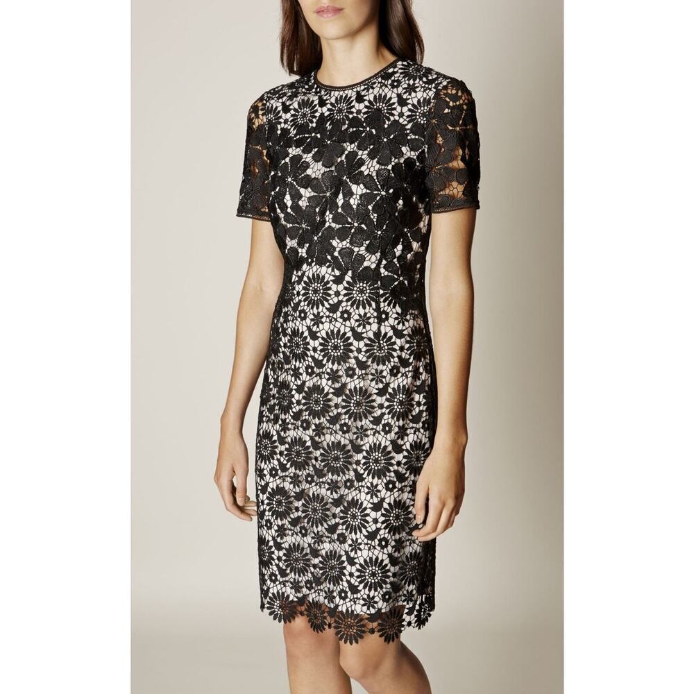 NEW- NWT Karen Millen Black Floral Lace Overlay Dress Size 10